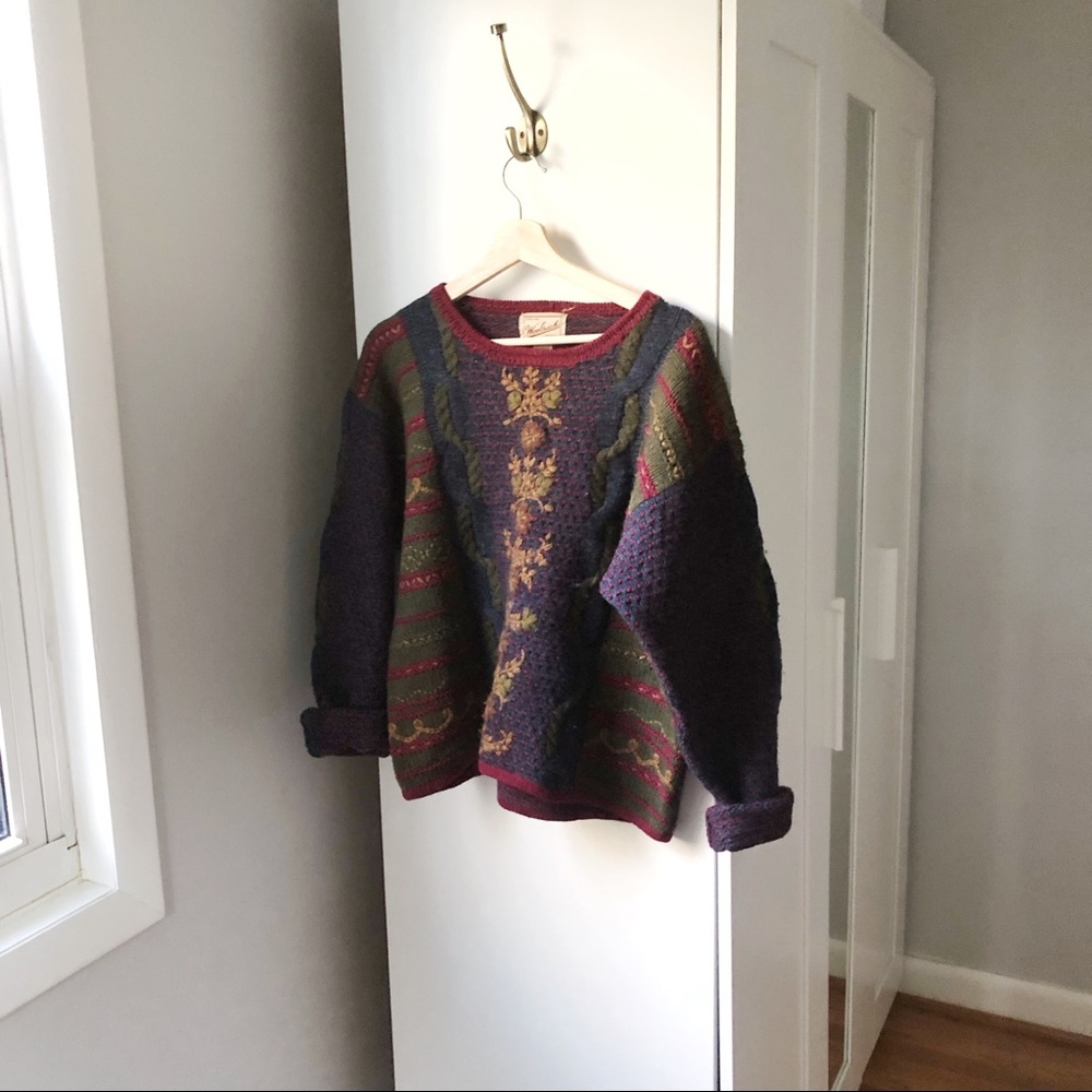 Vintage Woolrich embroidered chunky knit sweater
